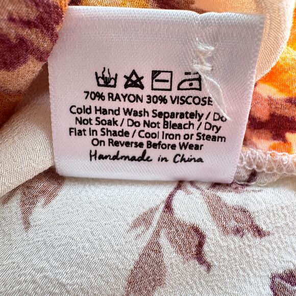 Auguste Womens Blouse Top Size S Floral Flowy Autumn Fall Pleats Cream - Picture 6 of 7